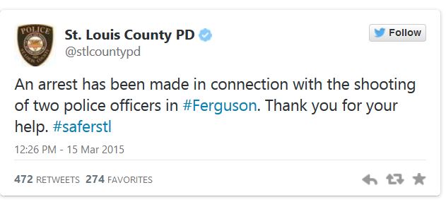 Tweet_Ferguson Arrest 2 police shooting